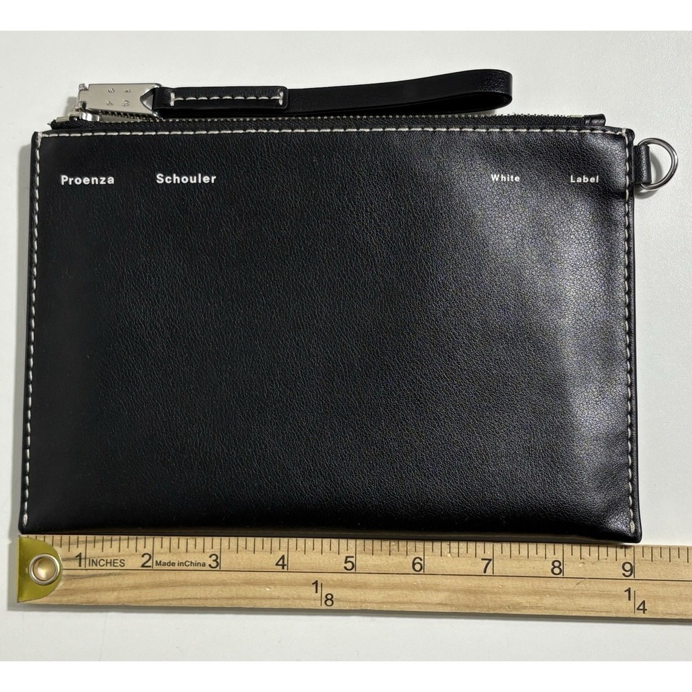 Proenza Schouler White Label Sullivan Slim Zip Pouch Wallet Card Black Leather - Picture 4 of 8